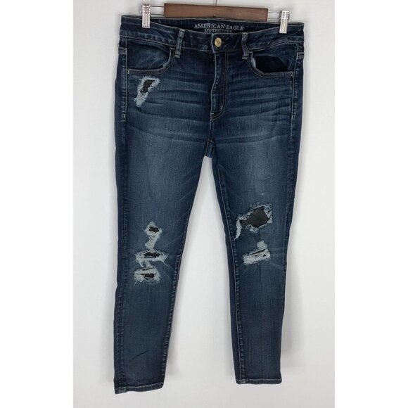 American Eagle Super Stretch Women Distressed Jegging Size 12 Short - Picture 1 of 10